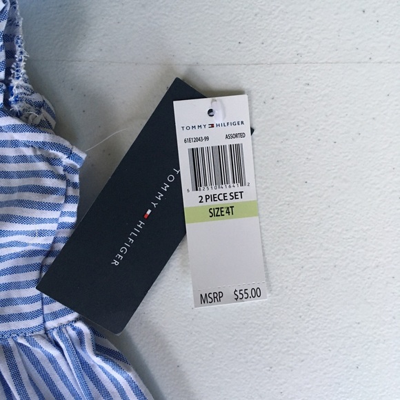 New Tommy Hilfiger 4T girl blue white Strip Dress - Picture 2 of 7